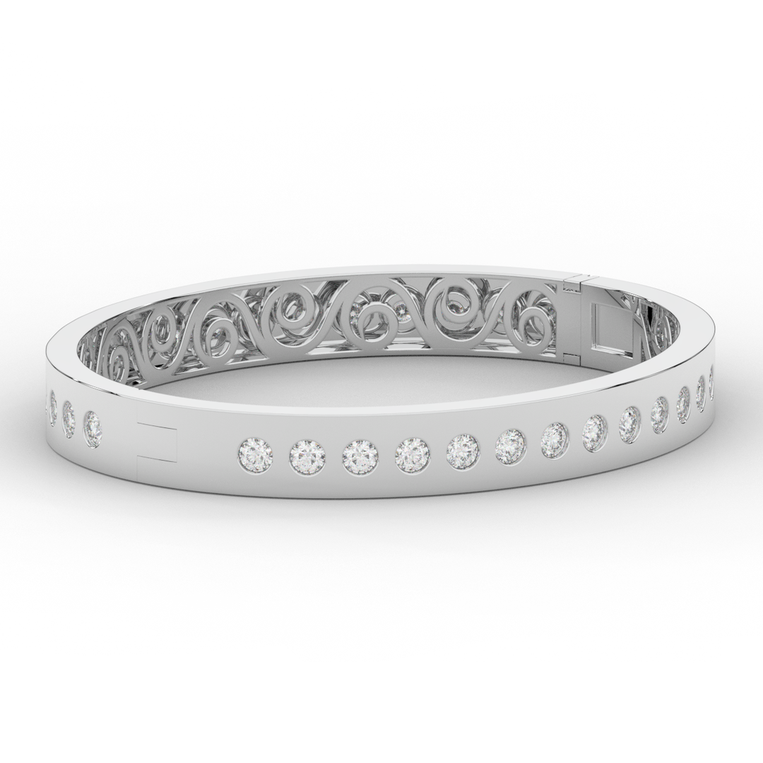 4.50CT.TW ROUND LAB DIAMOND ETERNITY BEZEL SET BANGLE - Nazarelle