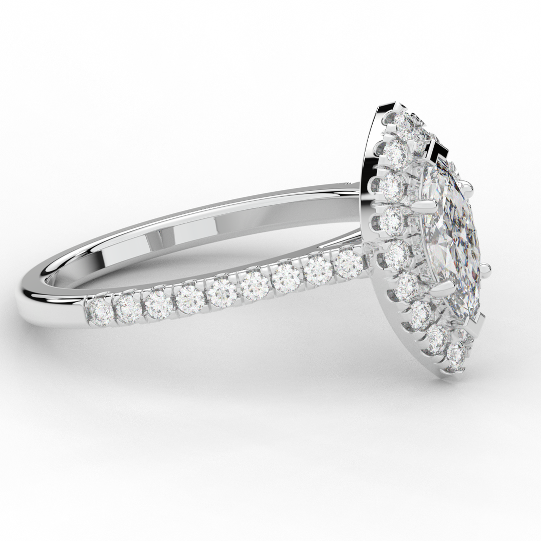 0.80CT.TW MARQUISE LAB DIAMOND HALO ENGAGEMENT RING - Nazarelle