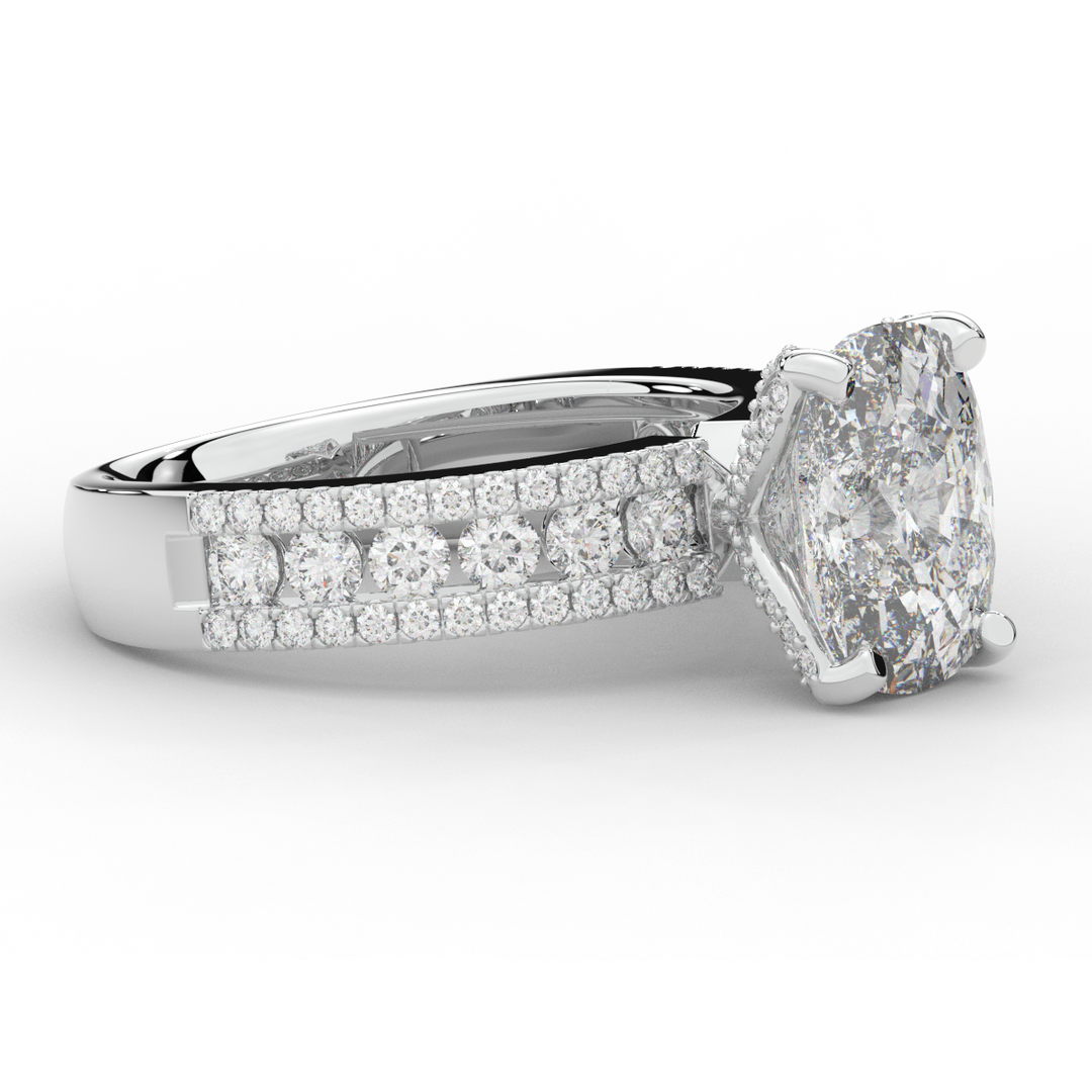 3.95CT.TW CUSHION LAB DIAMOND SOLITAIRE ENGAGEMENT RING - Nazarelle