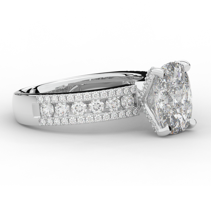 3.95CT.TW CUSHION LAB DIAMOND SOLITAIRE ENGAGEMENT RING - Nazarelle