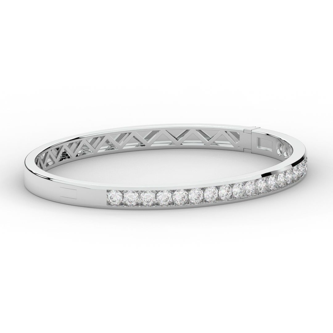2.75CT.TW ROUND LAB CHANNEL SET DIAMOND BANGLE - Nazarelle
