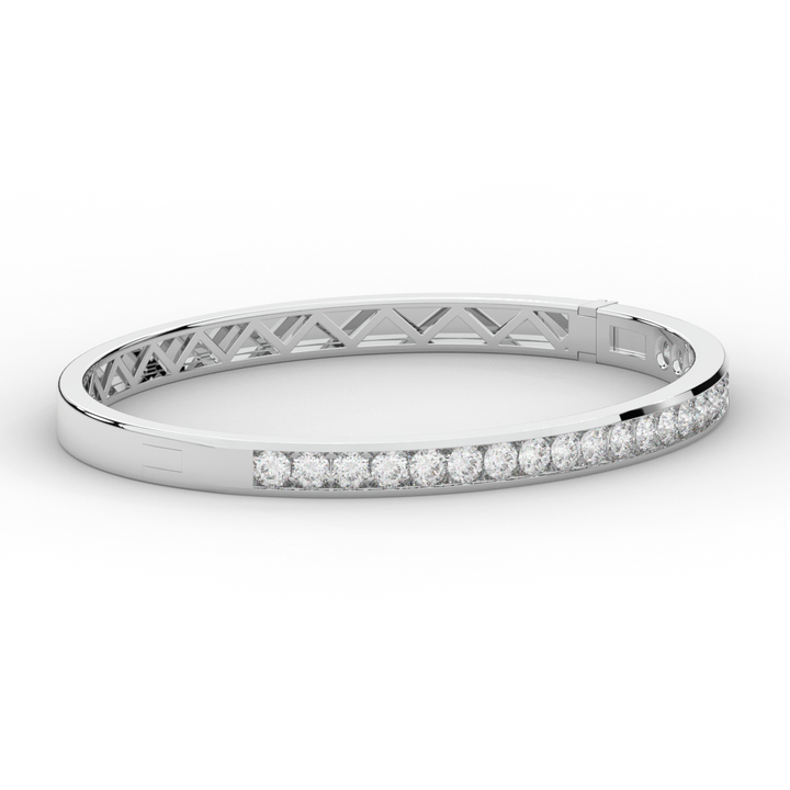 2.75CT.TW ROUND LAB CHANNEL SET DIAMOND BANGLE - Nazarelle