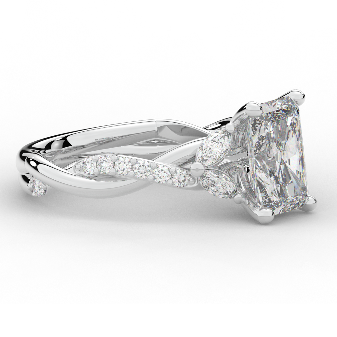 2.40CT.TW RADIANT LAB DIAMOND TWIST BAND ENGAGEMENT RING - Nazarelle