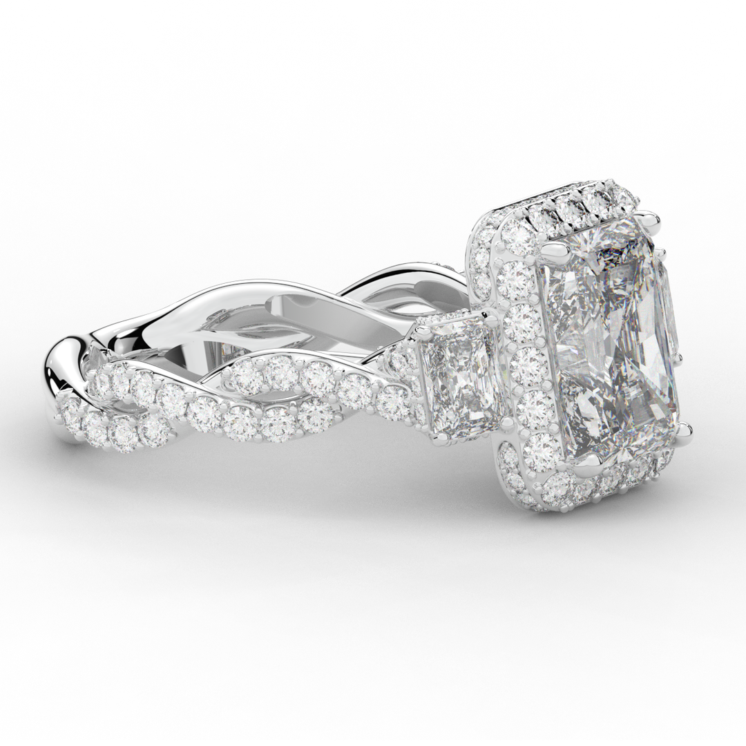 4.70CT.TW RADIANT LAB DIAMOND 3 STONE ENGAGEMENT RING - Nazarelle