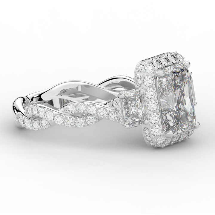 4.70CT.TW RADIANT LAB DIAMOND 3 STONE ENGAGEMENT RING - Nazarelle