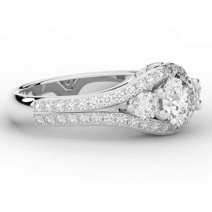 1.90CT.TW ROUND LAB DIAMOND THREE STONE ENGAGEMENT RING - Nazarelle