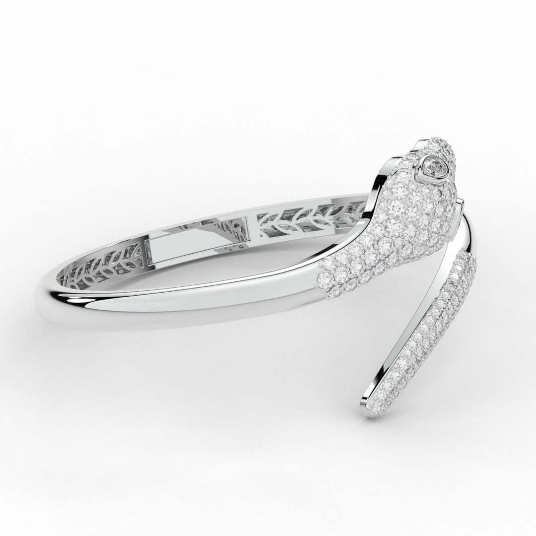 3.75CT.TW ROUND AND PEAR LAB DIAMOND SNAKE BANGLE - Nazarelle