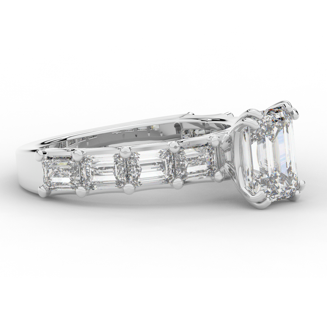 3.75CT.TW EMERALD CUT LAB DIAMOND SOLITAIRE ENGAGEMENT RING - Nazarelle
