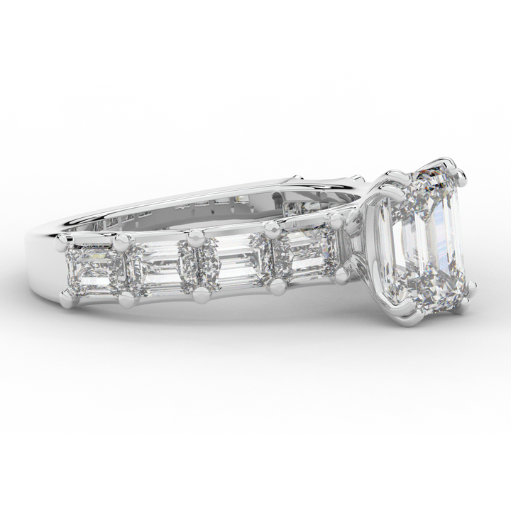 3.75CT.TW EMERALD CUT LAB DIAMOND SOLITAIRE ENGAGEMENT RING - Nazarelle
