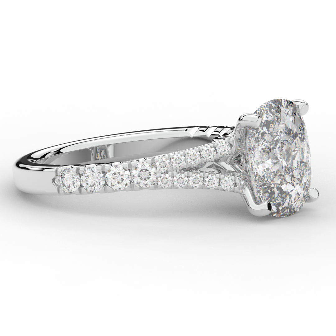 3.45CT.TW CUSHION LAB DIAMOND ENGAGEMENT RING - Nazarelle