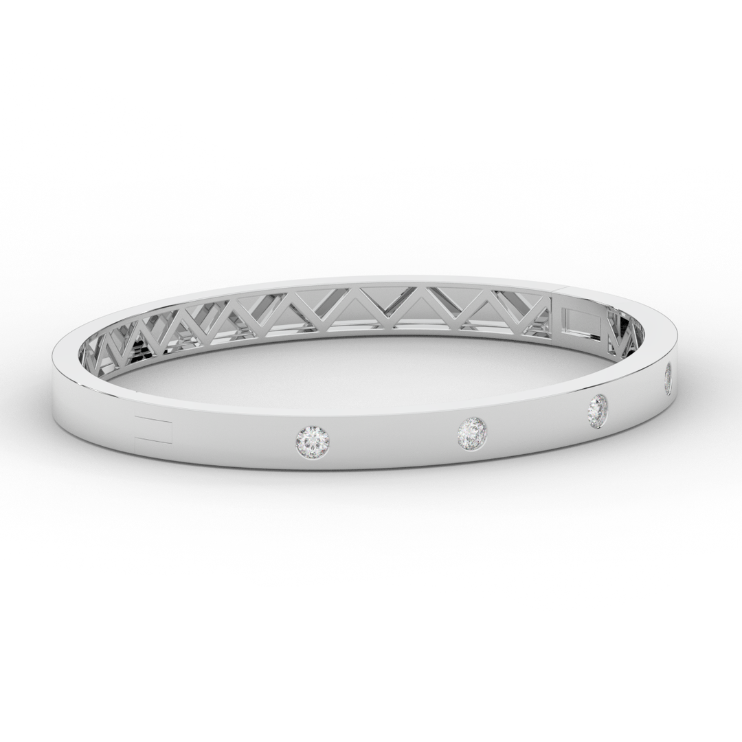 0.50CT.TW ROUND LAB DIAMOND BEZEL SET BANGLE - Nazarelle