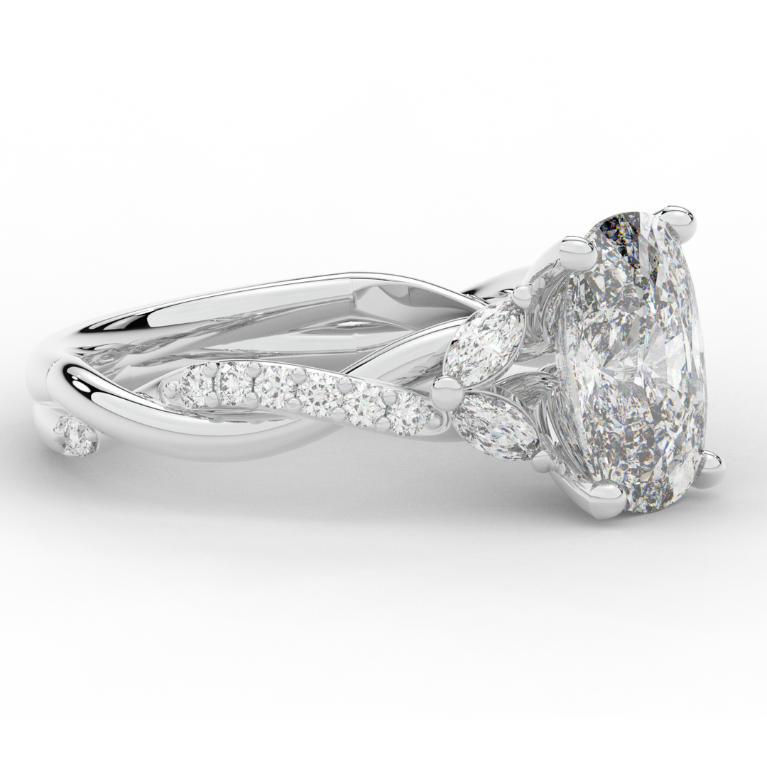 2.40CT.TW CUSHION LAB DIAMOND TWIST BAND ENGAGEMENT RING - Nazarelle