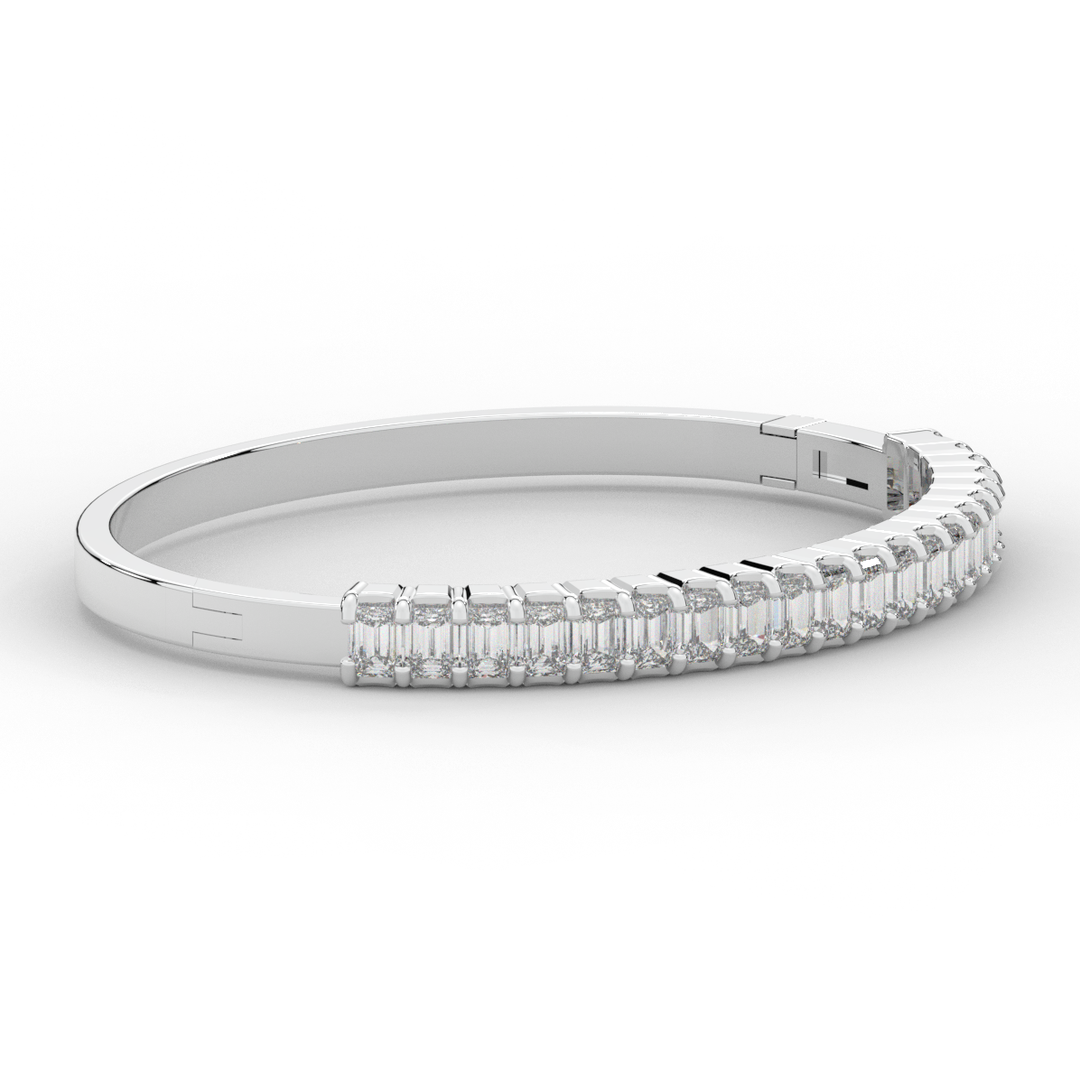 6.50CT.TW EMERALD CUT LAB DIAMOND BANGLE - Nazarelle