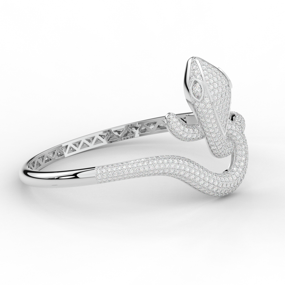 4.90CT.TW ROUND AND PEAR LAB DIAMOND SNAKE BANGLE - Nazarelle