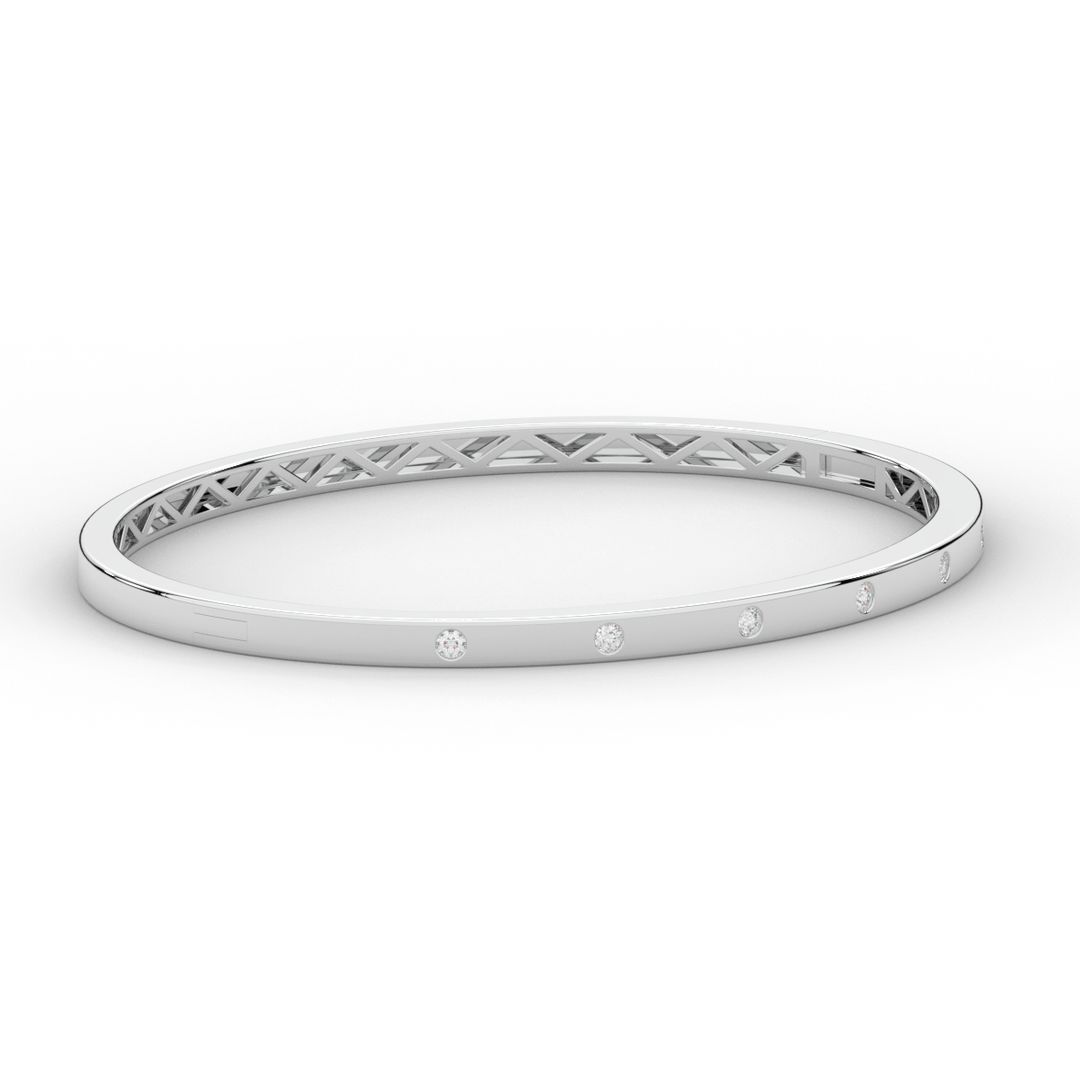 0.15CT.TW ROUND LAB BEZEL SET DIAMOND BANGLE - Nazarelle