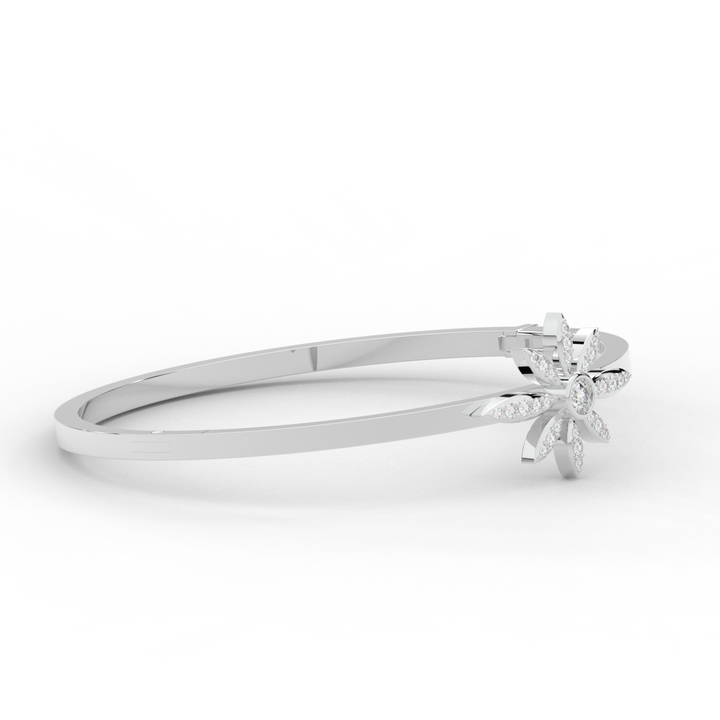 0.40CT.TW ROUND LAB BEZEL AND PRONG SET FLOWER DIAMOND BANGLE - Nazarelle