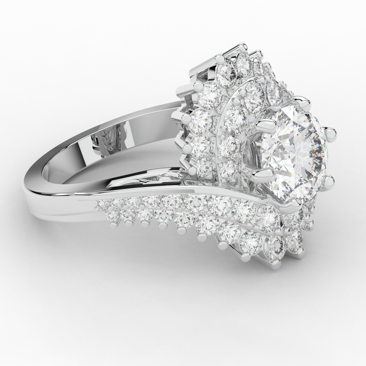 3.35CT.TW ROUND LAB DIAMOND BYPASS HALO ENGAGEMENT RING - Nazarelle