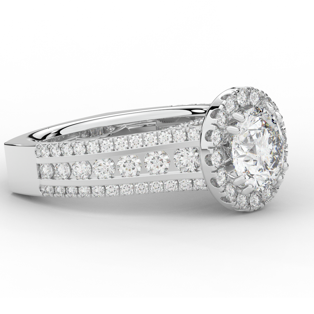 2.90CT.TW ROUND LAB DIAMOND HALO ENGAGEMENT RING - Nazarelle