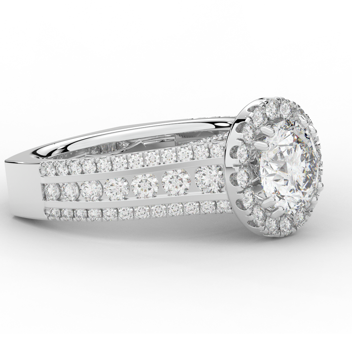 2.90CT.TW ROUND LAB DIAMOND HALO ENGAGEMENT RING - Nazarelle