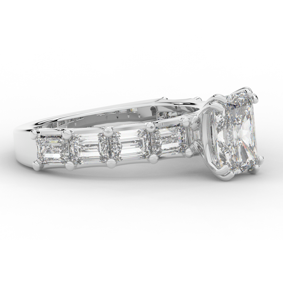 3.75CT.TW RADIANT LAB DIAMOND SOLITAIRE ENGAGEMENT RING - Nazarelle
