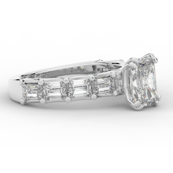 3.75CT.TW RADIANT LAB DIAMOND SOLITAIRE ENGAGEMENT RING - Nazarelle