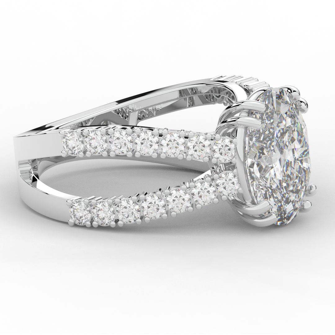 3.75CT.TW OVAL LAB DIAMOND SPLIT BAND ENGAGEMENT RING - Nazarelle