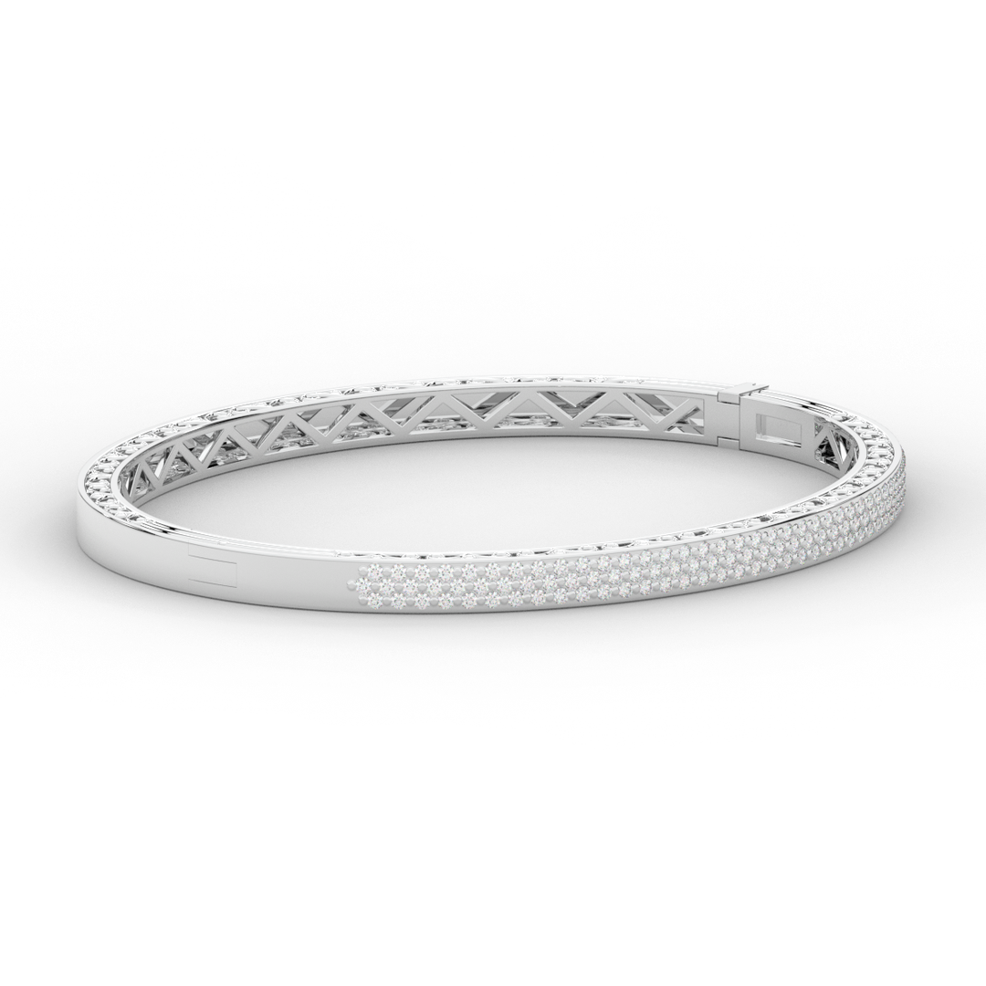 0.75CT.TW 3 ROW ROUND LAB DIAMOND  BANGLE - Nazarelle