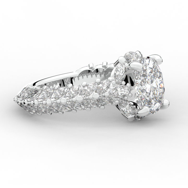 3.10CT.TW OVAL LAB DIAMOND HALO ENGAGEMENT RING - Nazarelle