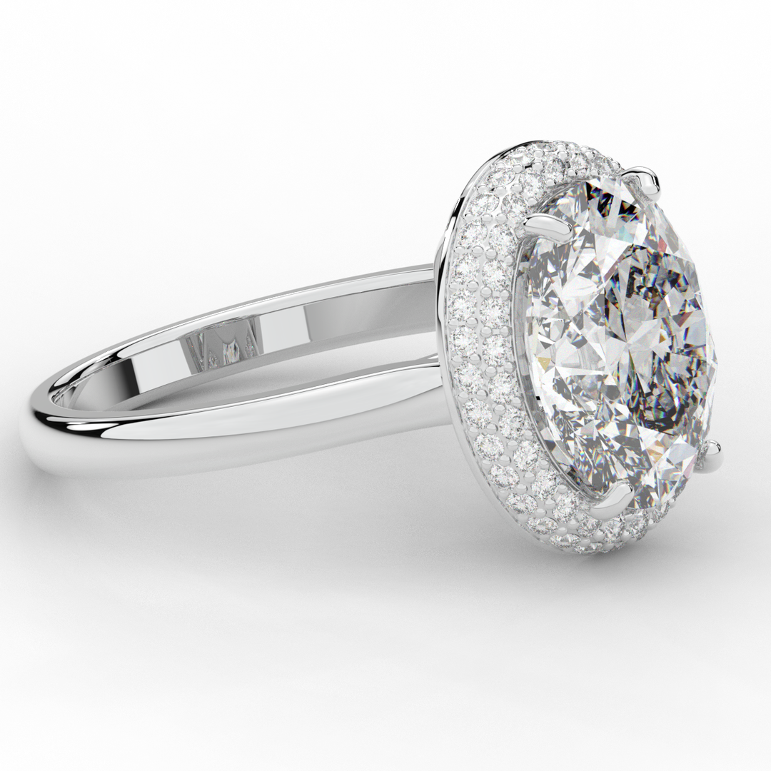 4.40CT.TW OVAL LAB DIAMOND HALO ENGAGEMENT RING - Nazarelle