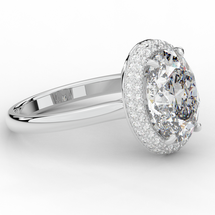 4.40CT.TW OVAL LAB DIAMOND HALO ENGAGEMENT RING - Nazarelle