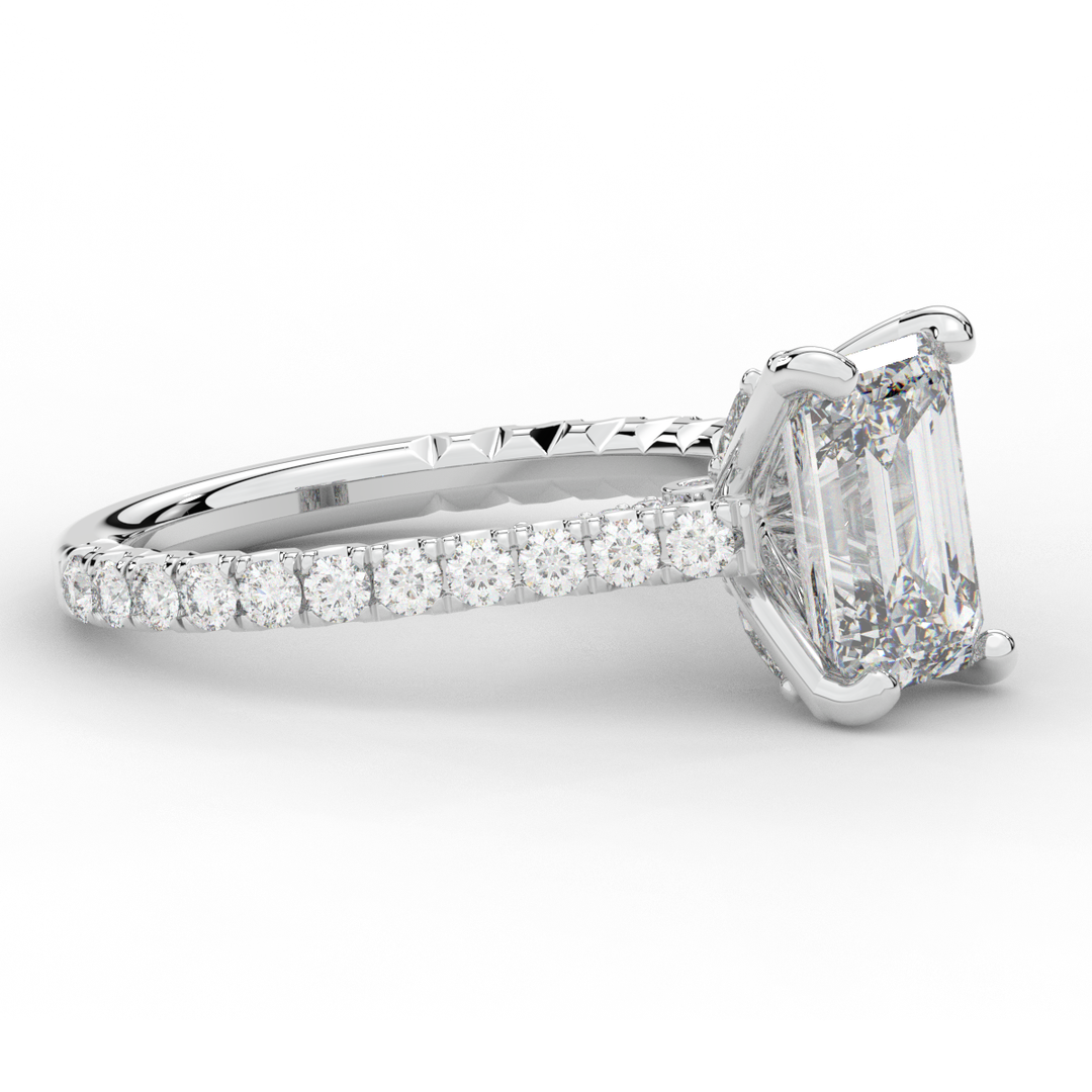 2.70CT.TW EMERALD CUT LAB DIAMOND SOLITAIRE ENGAGEMENT RING - Nazarelle