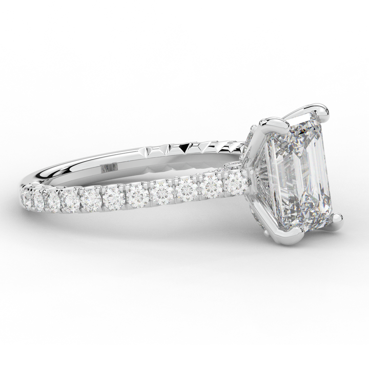 2.70CT.TW EMERALD CUT LAB DIAMOND SOLITAIRE ENGAGEMENT RING - Nazarelle