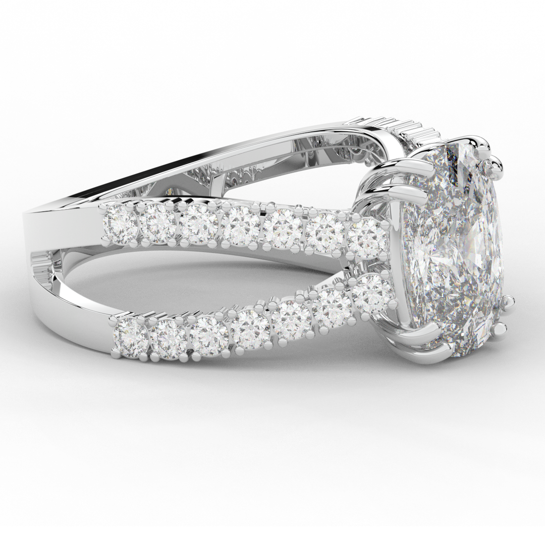 3.75CT.TW CUSHION LAB DIAMOND SPLIT BAND ENGAGEMENT RING - Nazarelle