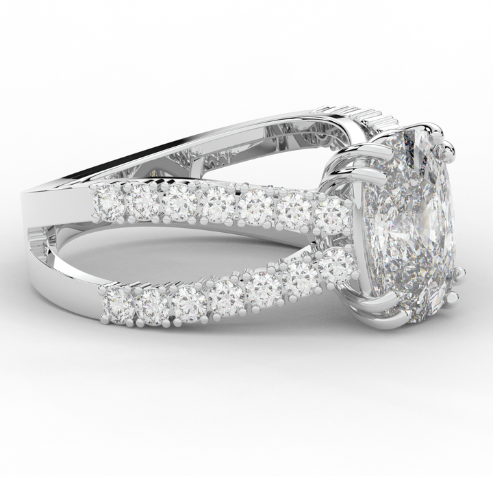 3.75CT.TW CUSHION LAB DIAMOND SPLIT BAND ENGAGEMENT RING - Nazarelle