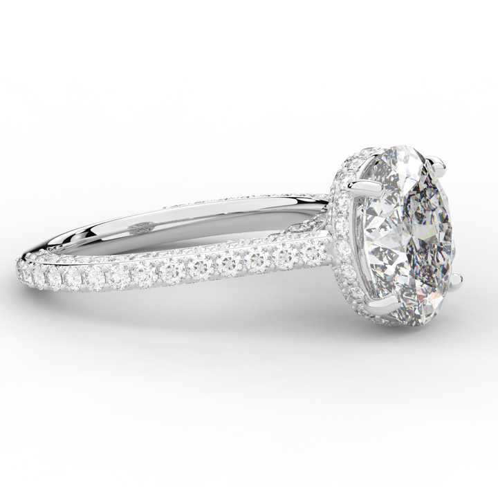 4.00CT.TW OVAL LAB DIAMOND UNDERHALO SOLITAIRE ENGAGEMENT RING - Nazarelle