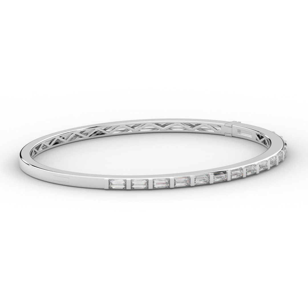 1.50CT.TW BAGUETTE LAB DIAMOND SHARED PRONG BANGLE - Nazarelle