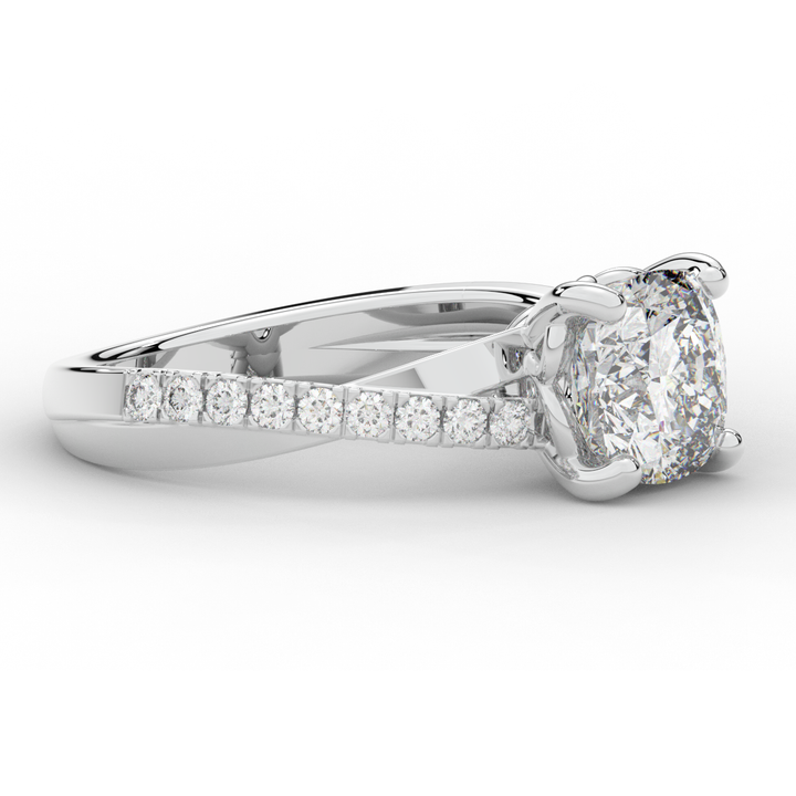 2.20CT.TW CUSHION LAB DIAMOND TWISTBAND ENGAGEMENT RING - Nazarelle