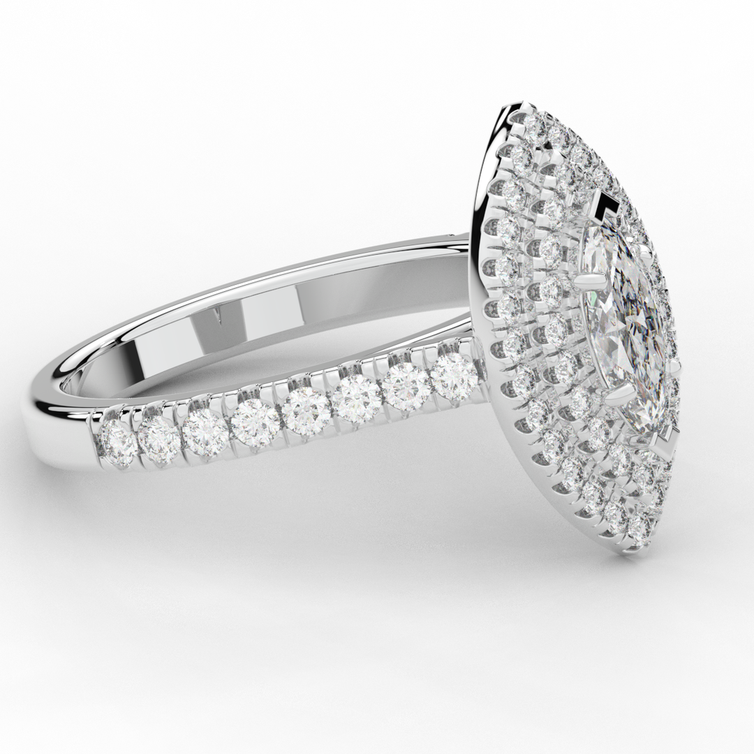 1.00CT.TW MARQUISE LAB DIAMOND HALO ENGAGEMENT RING - Nazarelle