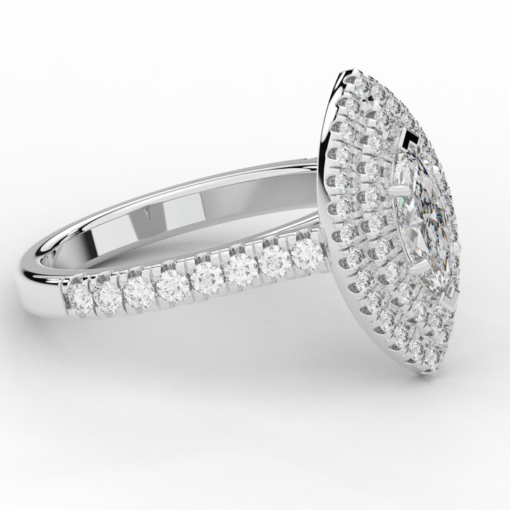 1.00CT.TW MARQUISE LAB DIAMOND HALO ENGAGEMENT RING - Nazarelle