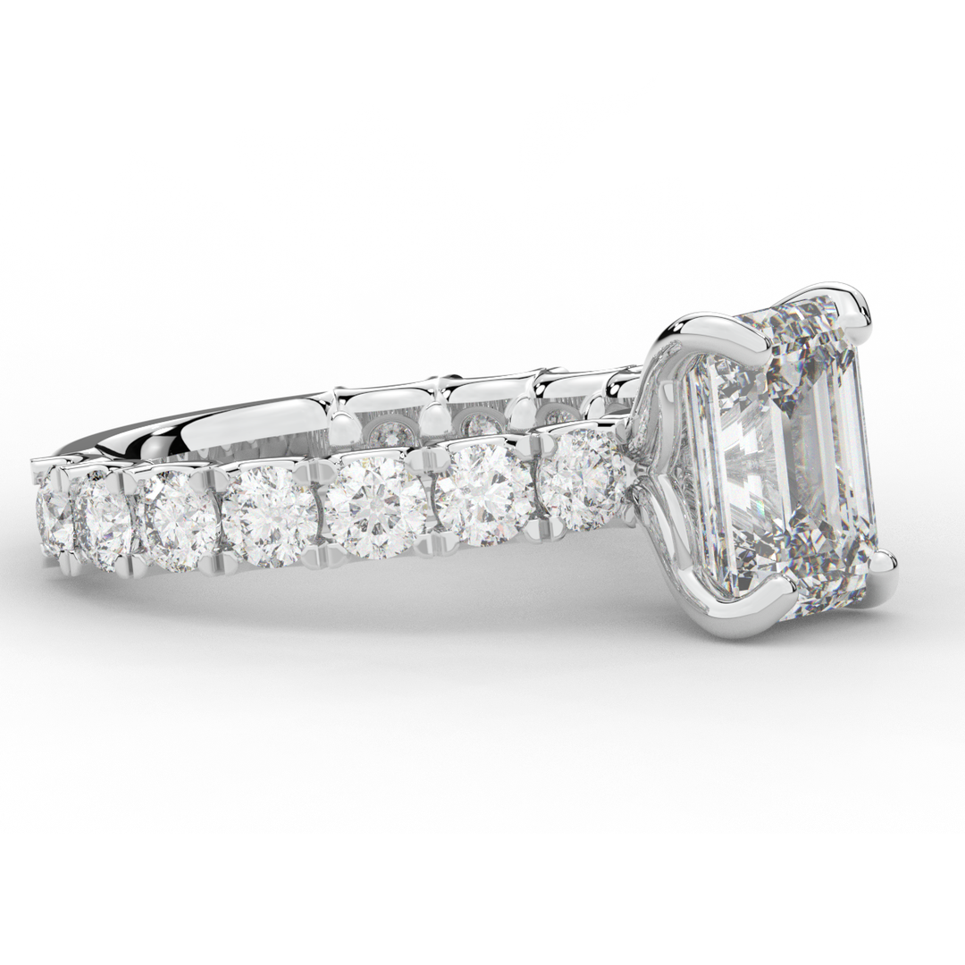 4.35CT.TW EMERALD CUT LAB DIAMOND ENGAGEMENT RING - Nazarelle