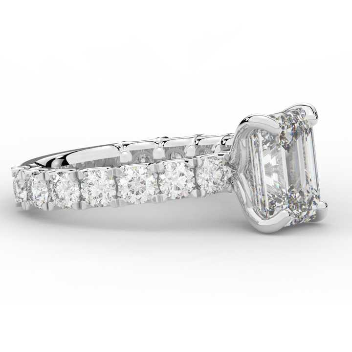 4.35CT.TW EMERALD CUT LAB DIAMOND ENGAGEMENT RING - Nazarelle