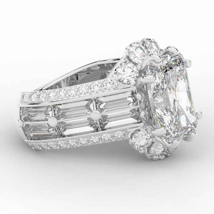 8.25CT.TW RADIANT LAB DIAMOND HALO ENGAGEMENT RING - Nazarelle