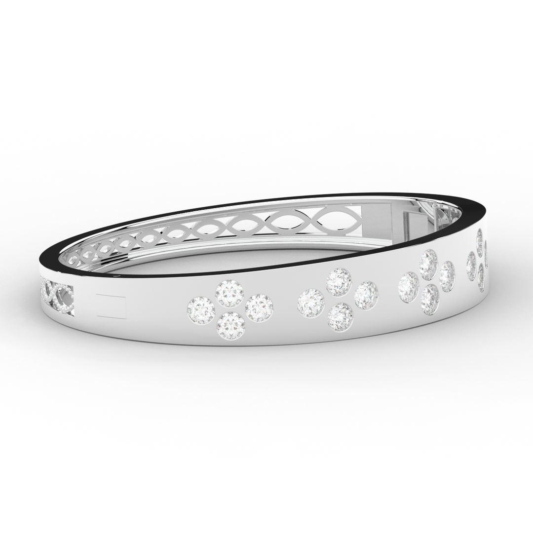 4.10CT.TW ROUND LAB DIAMOND BEZEL SET BANGLE - Nazarelle