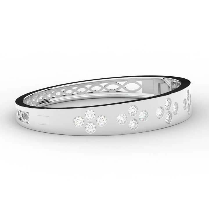 4.10CT.TW ROUND LAB DIAMOND BEZEL SET BANGLE - Nazarelle