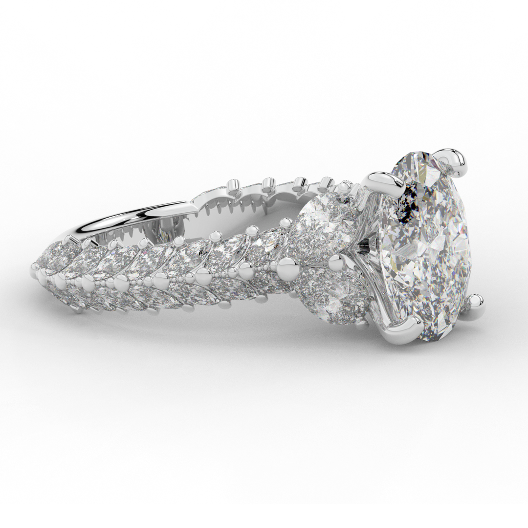 5.25CT.TW OVAL LAB DIAMOND HALO ENGAGEMENT RING - Nazarelle