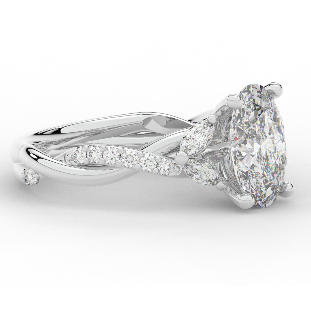 2.40CT.TW OVAL LAB DIAMOND TWIST ENGAGEMENT RING - Nazarelle