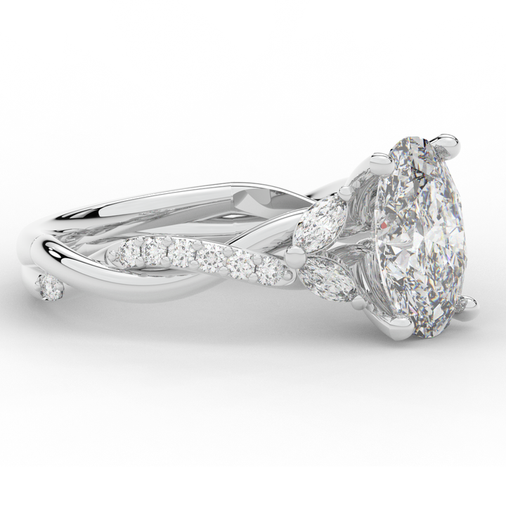 2.40CT.TW OVAL LAB DIAMOND TWIST ENGAGEMENT RING - Nazarelle