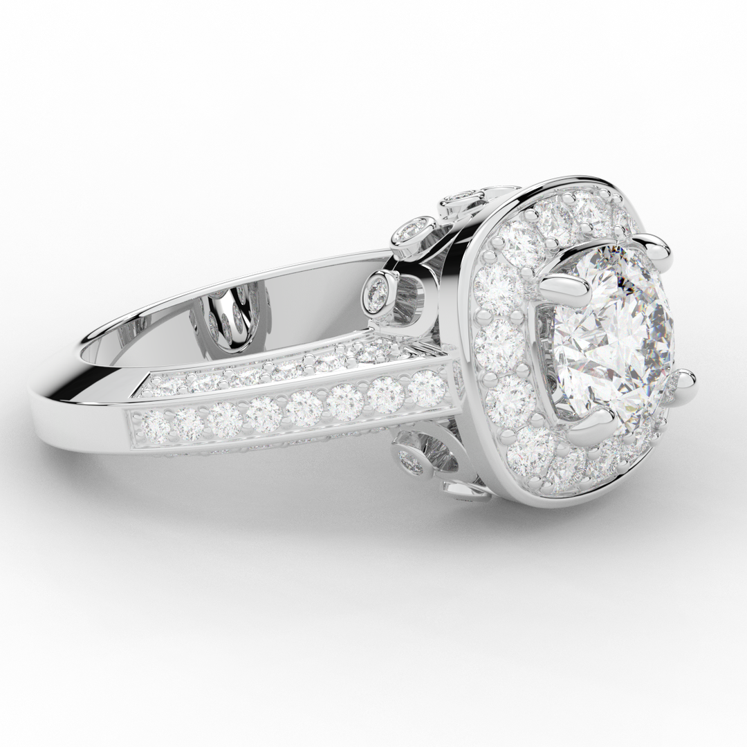 1.50CT.TW ROUND LAB DIAMOND HALO ENGAGEMENT RING - Nazarelle