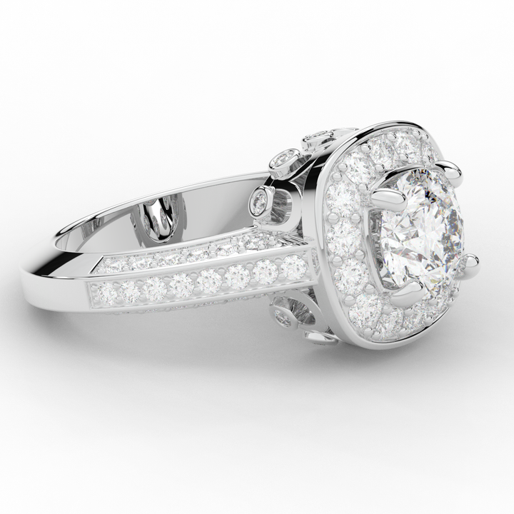 1.50CT.TW ROUND LAB DIAMOND HALO ENGAGEMENT RING - Nazarelle