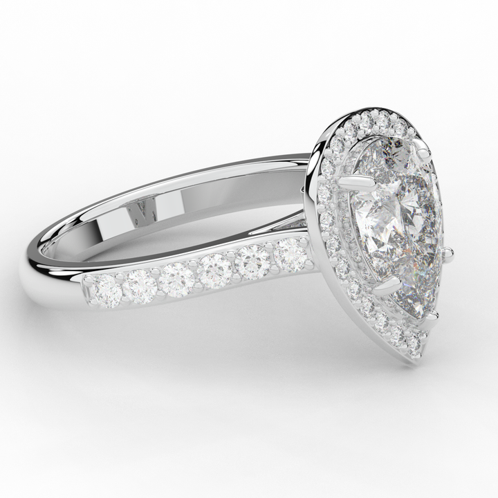 2.50CT.TW PEAR LAB DIAMOND HALO ENGAGEMENT RING - Nazarelle